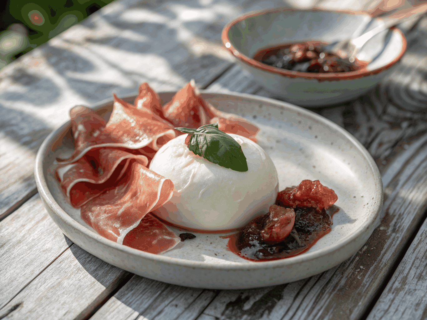 Creamy Pugliese burrata with caramelized figs and aged balsamic