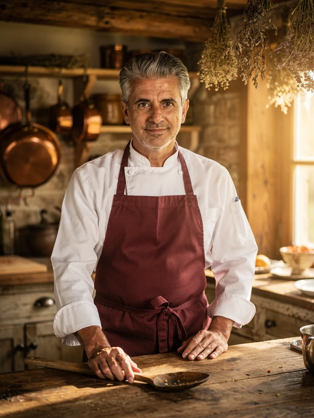 Chef Luca Romano preparing handmade artisanal pasta in the kitchen