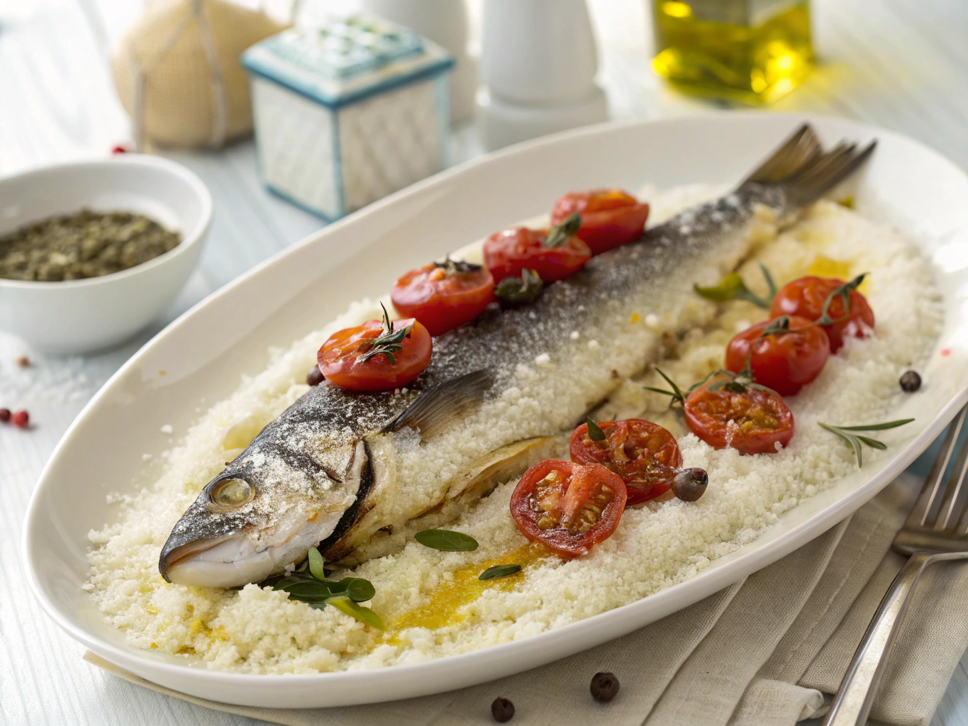 Pan-roasted Mediterranean branzino with braised fennel and olives
