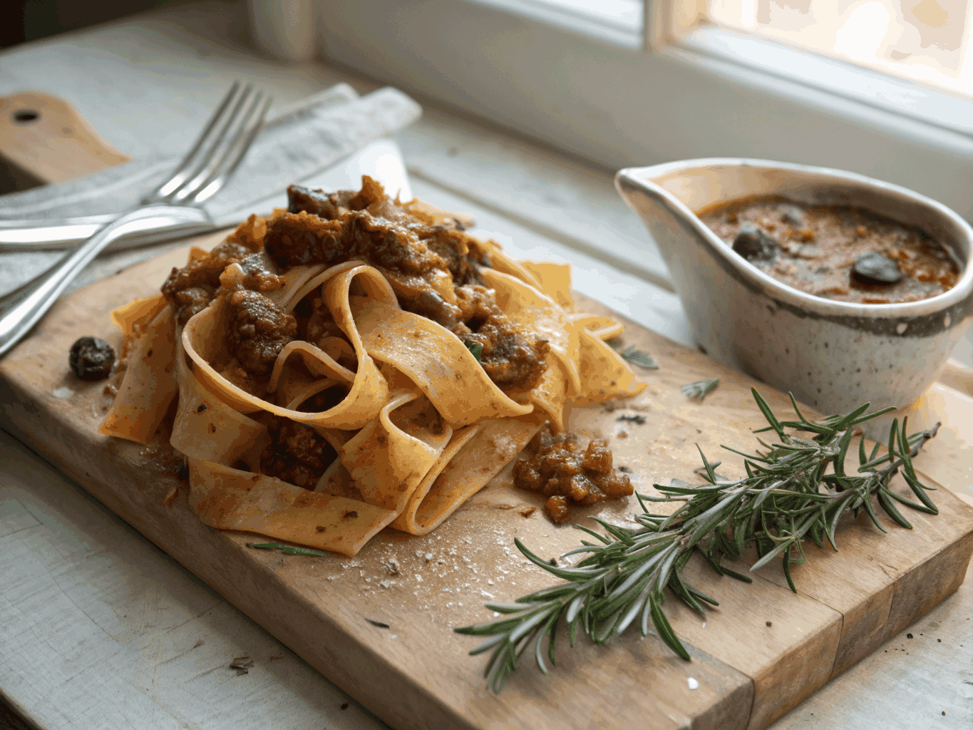 Pappardelle pasta with rich slow-cooked wild boar ragu